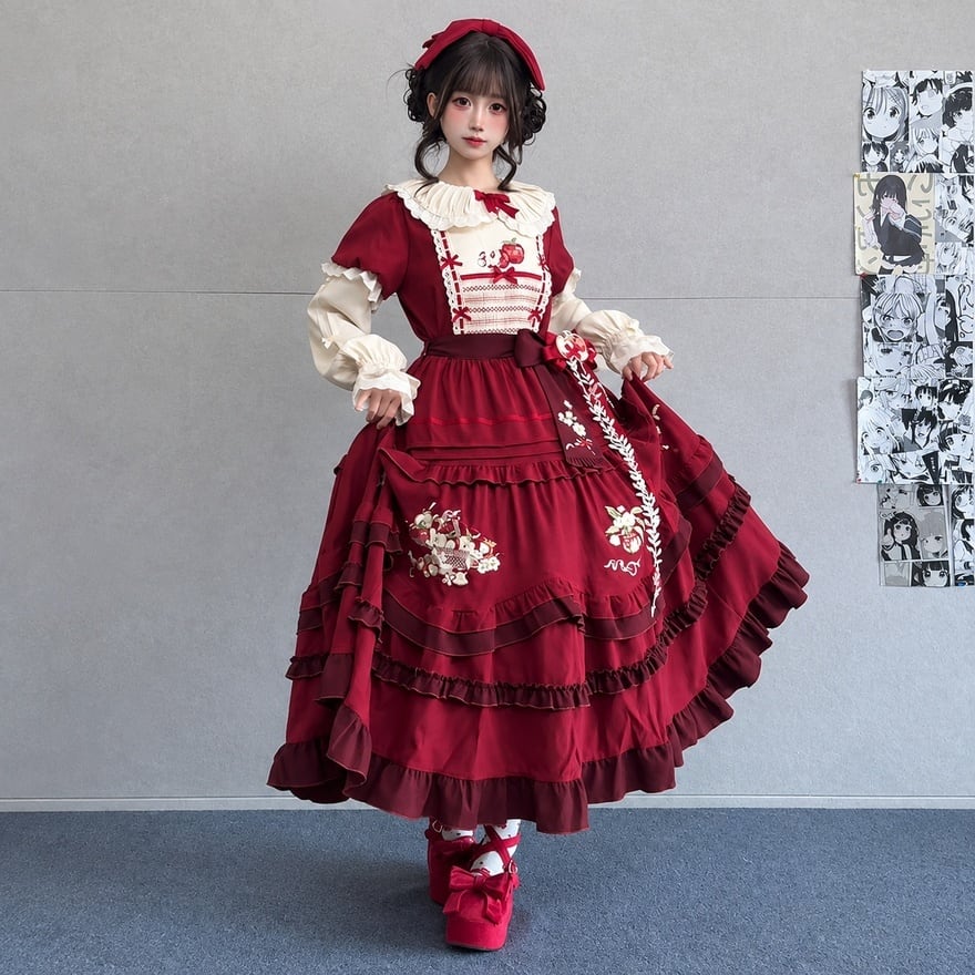木の実の森に結ぶ秋の便り クラロリ4点セット|ワインレッド