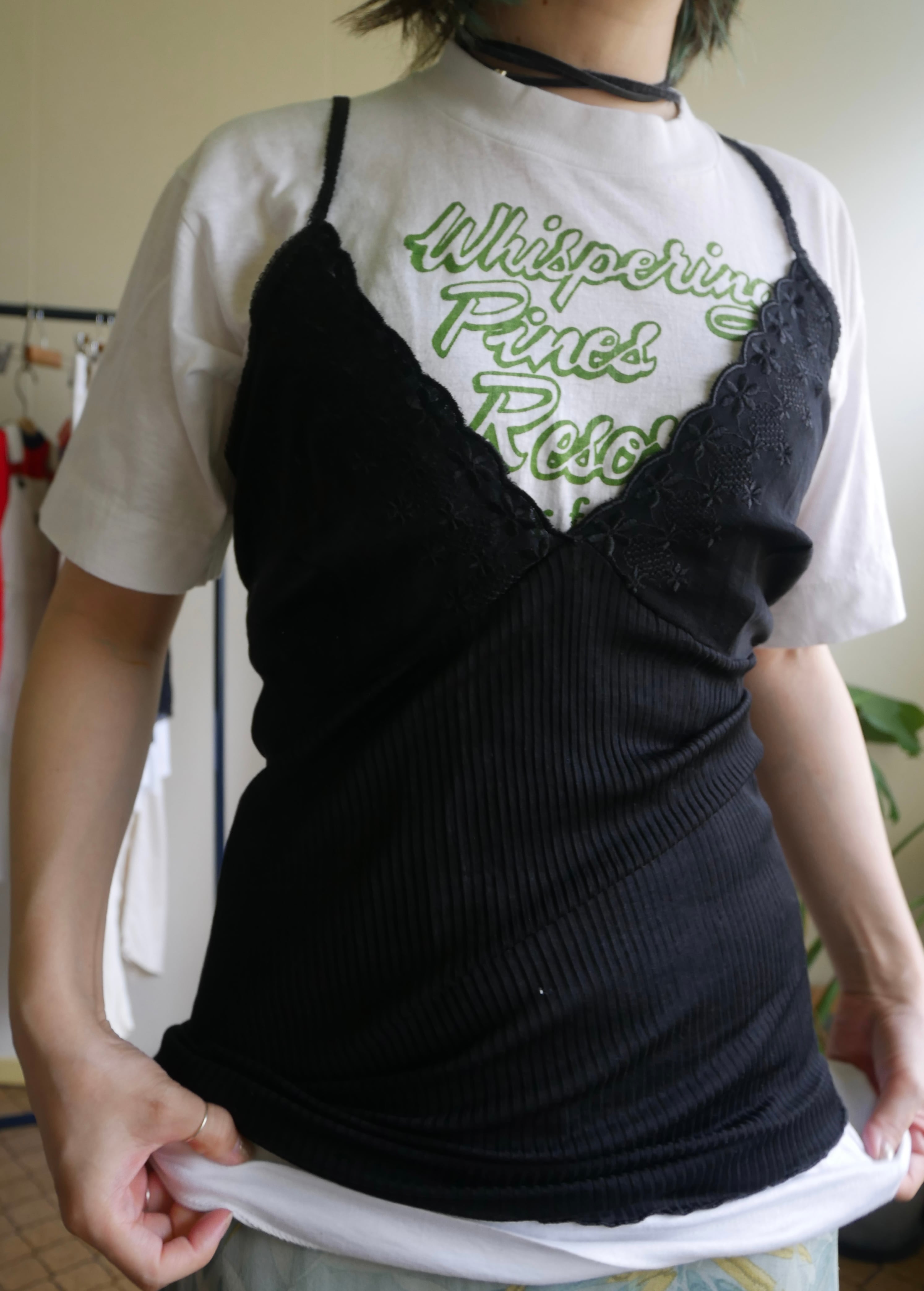 80s-90s  Italy Lace Camisole black