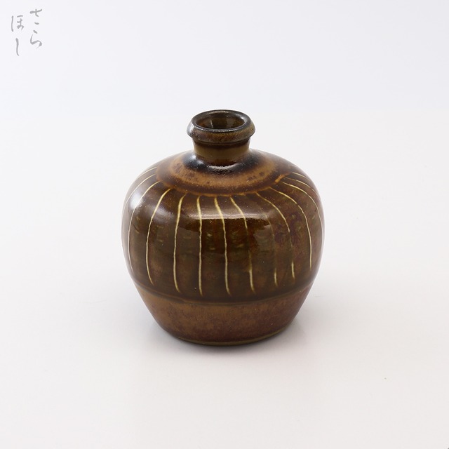 小鹿田焼 小袋窯 一輪挿し花瓶 打ち刷毛目 高さ約8.4cm 陶器 雑貨 民藝