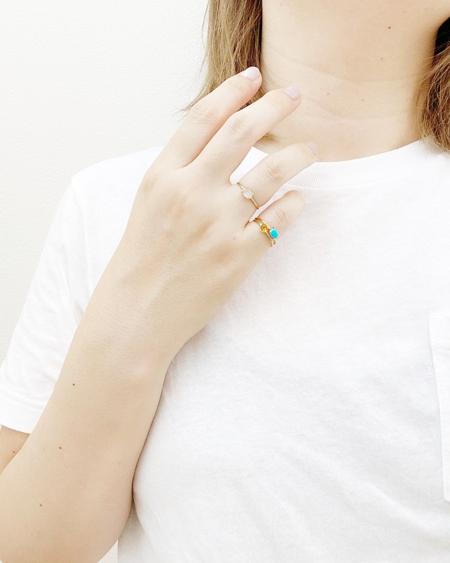 〇予約〇Jem rings: Turquoise.Rainbow moonstone