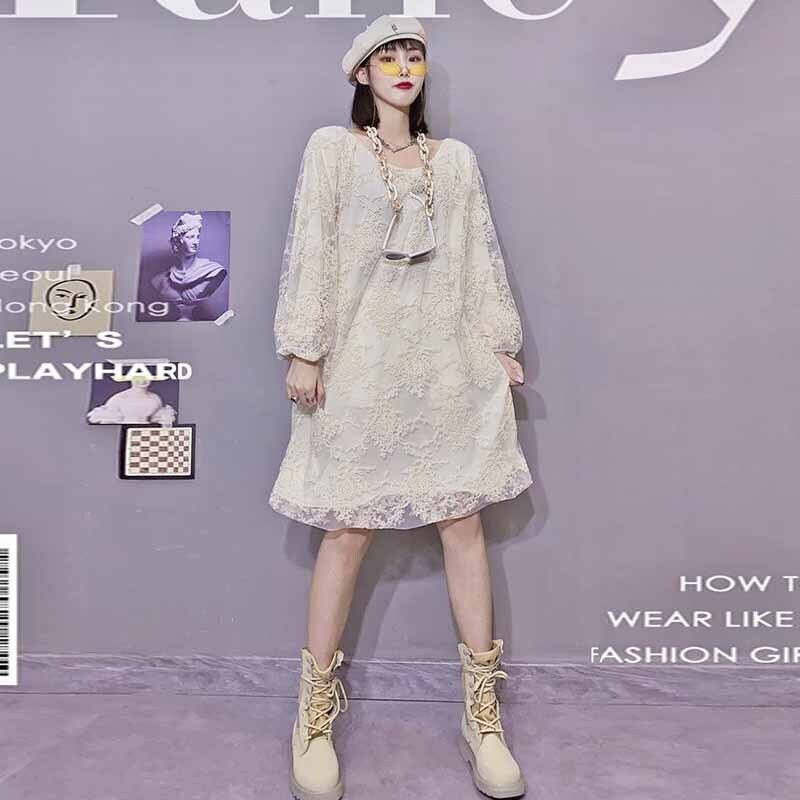 2020年秋新しい大型フレンチスウィートスーパーフェアリー女神ファンホワイトレースドレス女性 ミックスインファッション85724484904