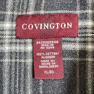 【COVINGTON】コットン ネルシャツ 長袖 フランネルシャツ カジュアルシャツ チェック柄 柄シャツ XL US古着