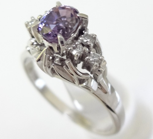 【SOLD OUT】パープルサファイア　ダイヤリング　プラチナ　0.82ct　0.09ct　～Purple sapphire diamond ring platinum 0.82ct 0.09ct～