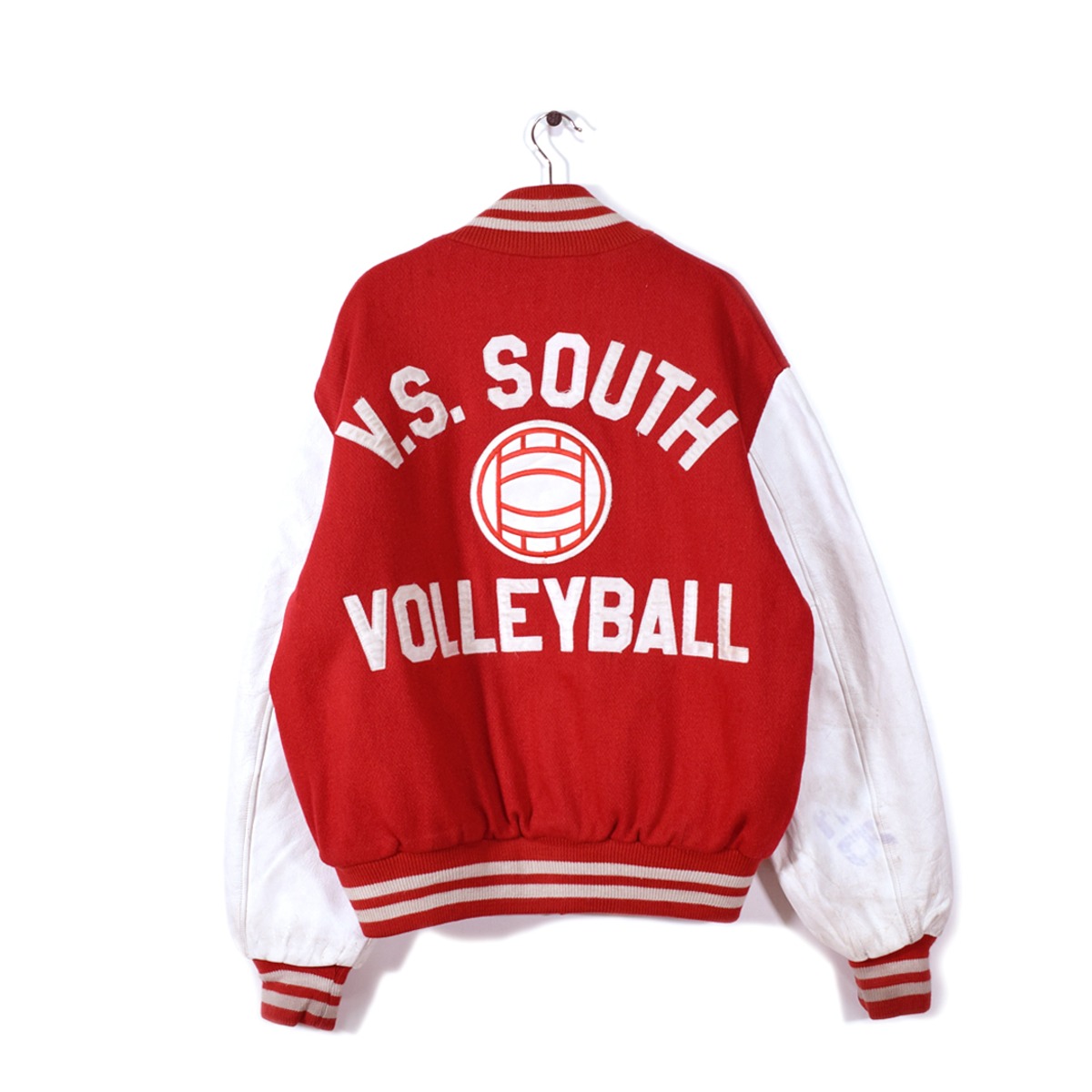 80s エンパイア 袖レザー USA製 ヴィンテージ スタジアムジャンパー バレーボール スタジャン ワッペン 刺繍 EMPIRE サイズXL