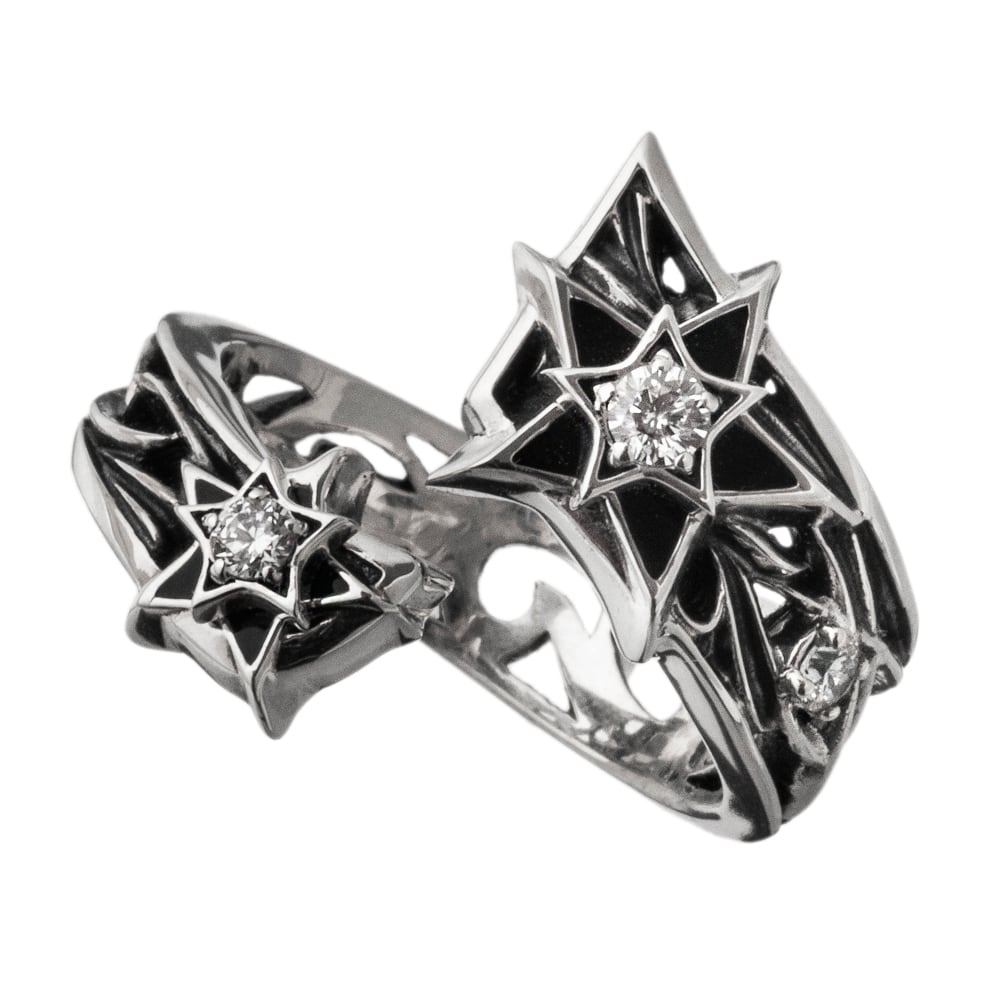 煌めくメタル×レザー♪【HERMES】Athena ダブルスタッド リング ダブルスターリング ACR0284 Double star ring【「武士スタント