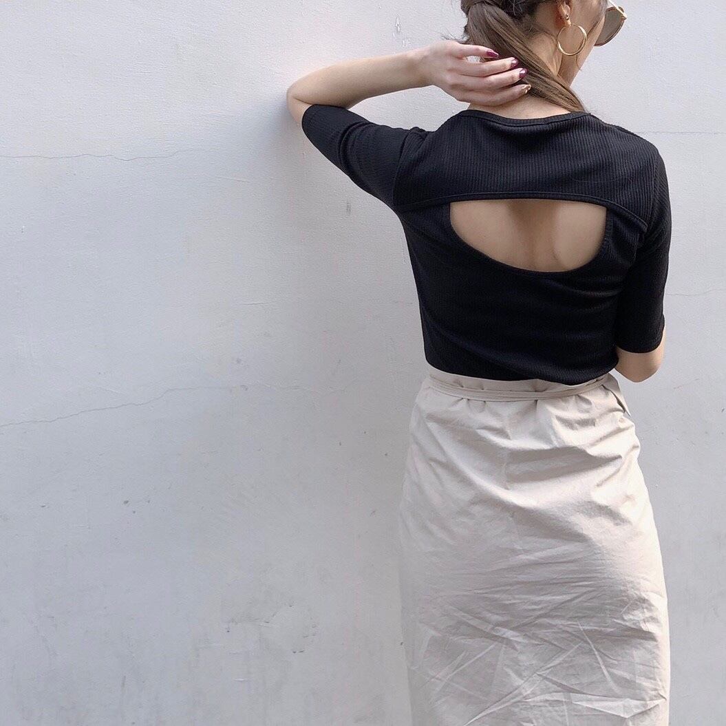 Back open rib tops /black(予約商品4月下旬発送予定)