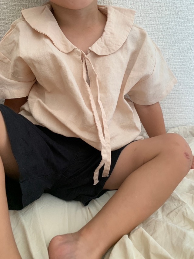 ラスト1点 90【即納】90size  セーラー襟 リネンシャツ M3028