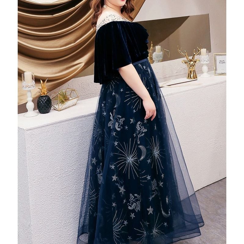 3XL〜7XL】ケープスリーブロマンティックドレス D1622 | 演奏会