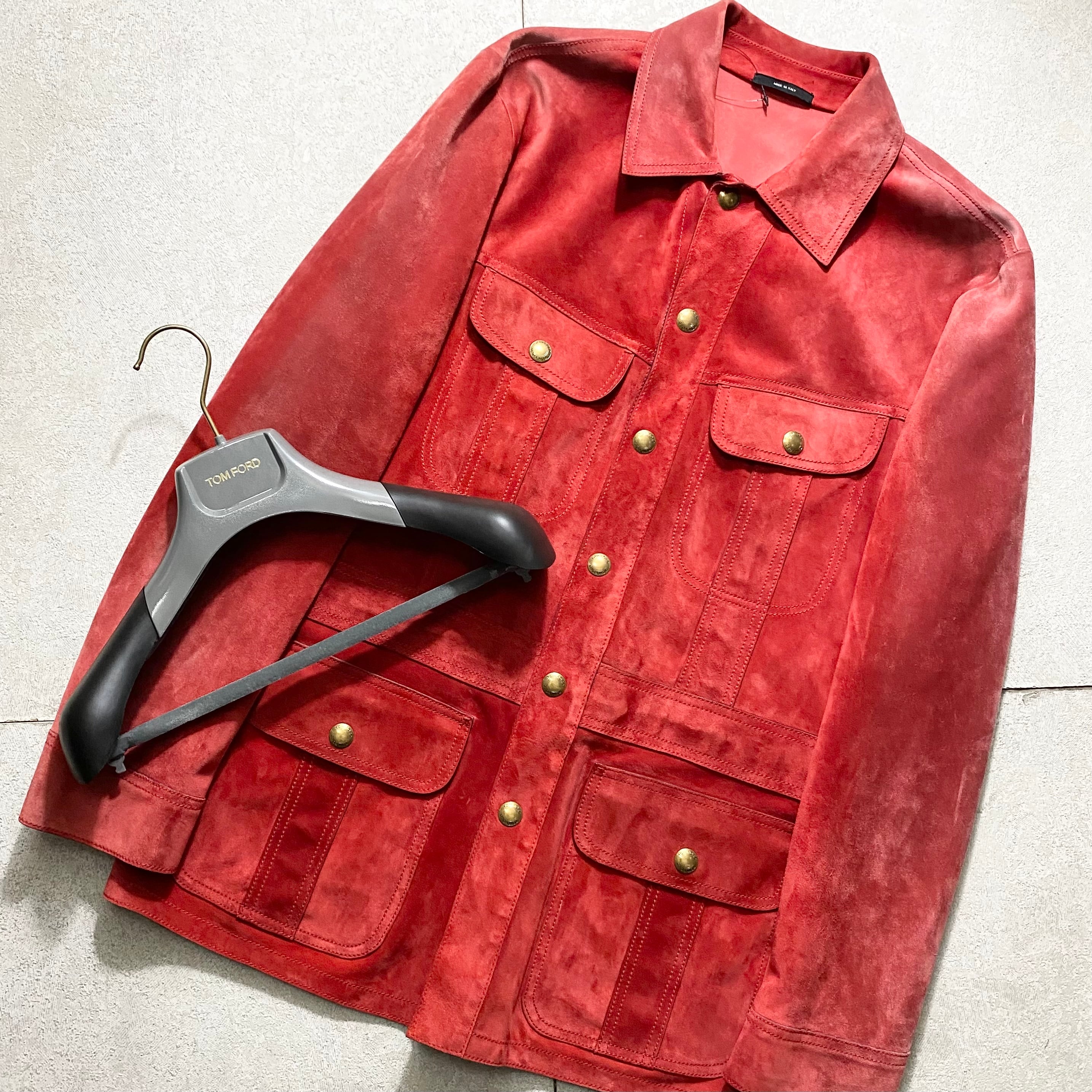 TOM FORD red color “cashmere suede” safari jacket | NOIR ONLINE