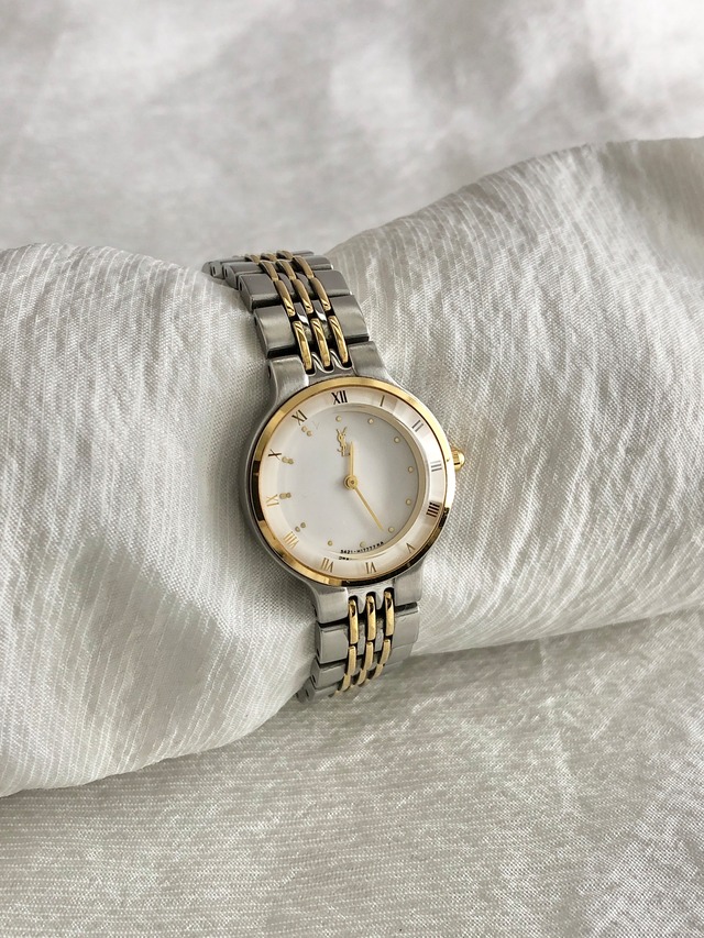 Yves Saint Laurent イヴ・サンローラン 腕時計 シルバー×ゴールド YSL ステンレススチール vintage ヴィンテージ オールド 9620-H13821Y クウォーツ 2pha88