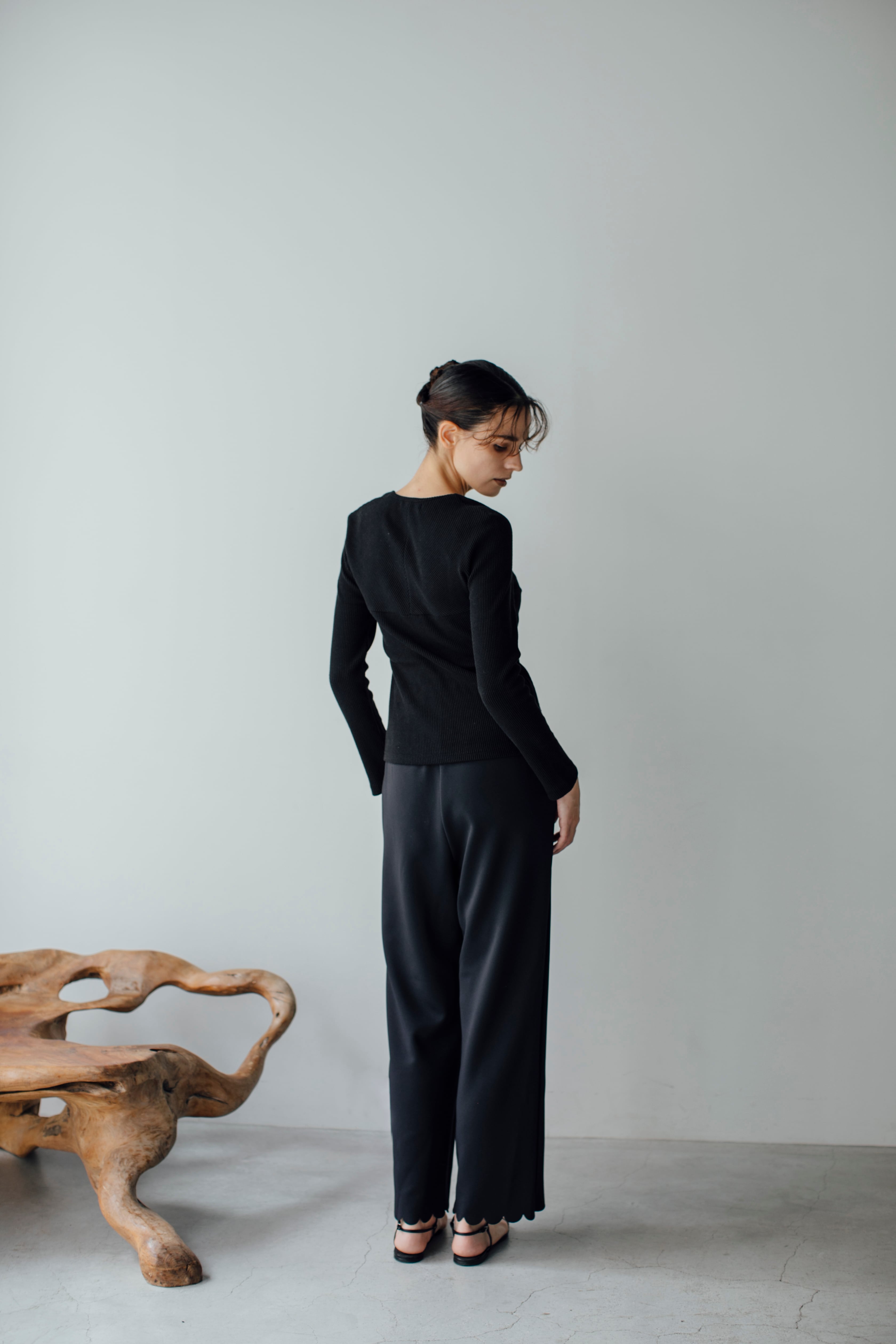 scallop wide pants (black) | e L L a