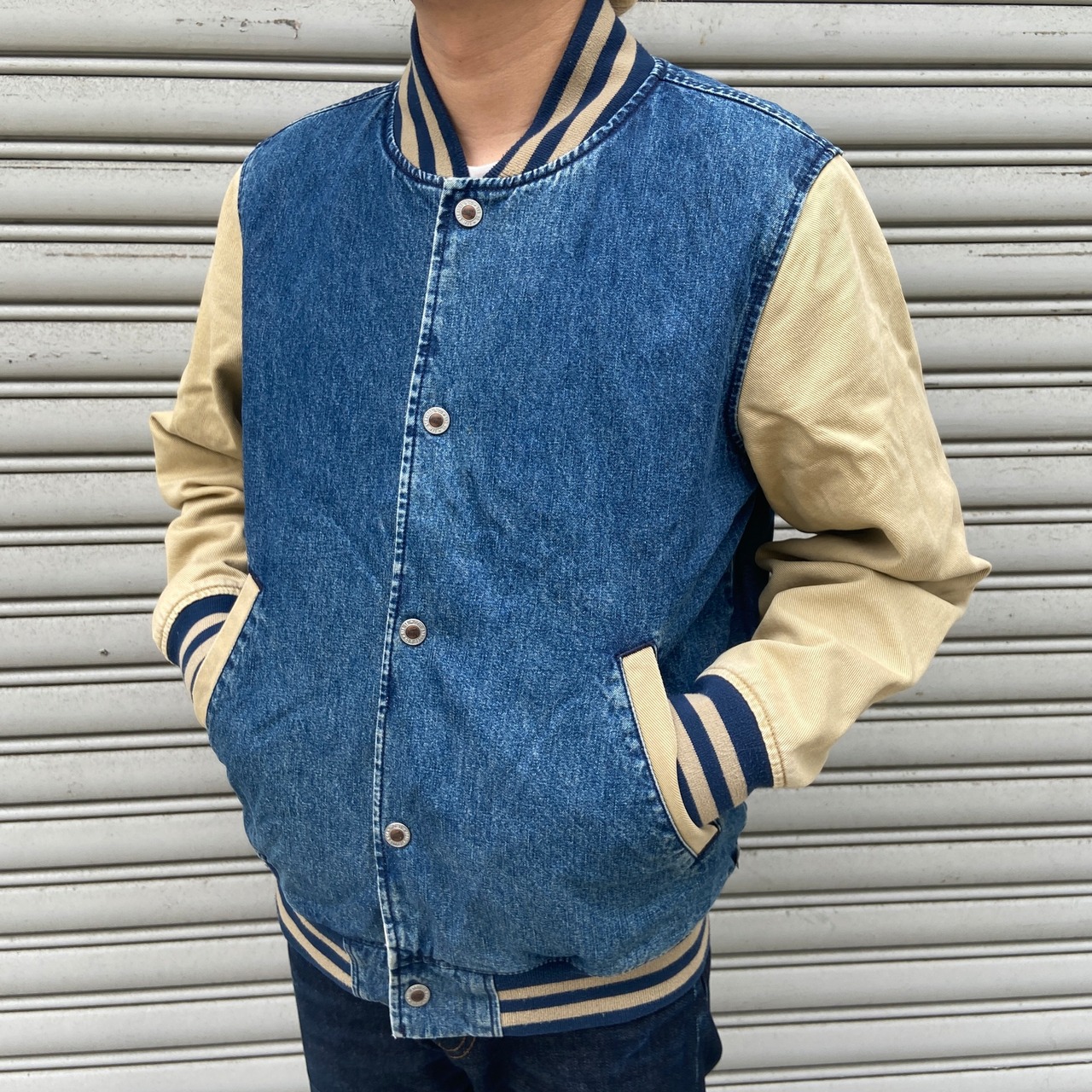 00s Levi's シルバータブ デニムスタジャン バーシティジャケット S