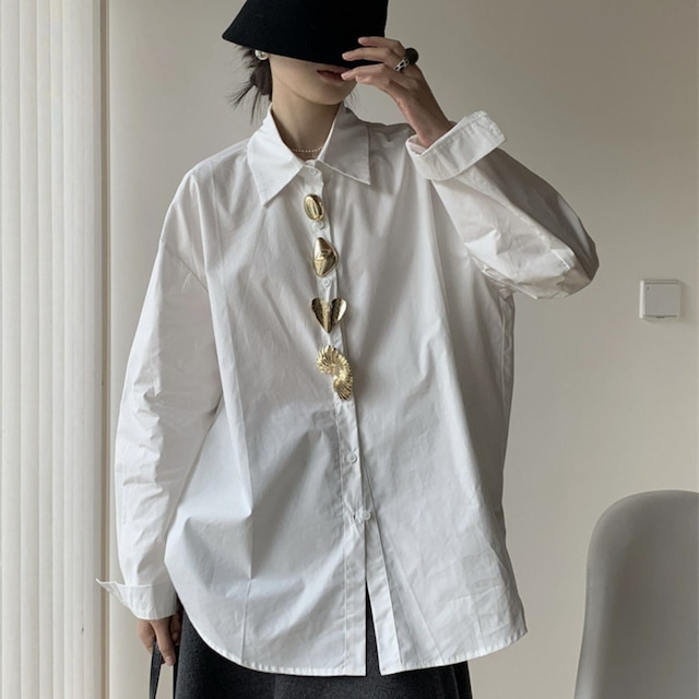 Design Button Loose Fit Shirt 01093