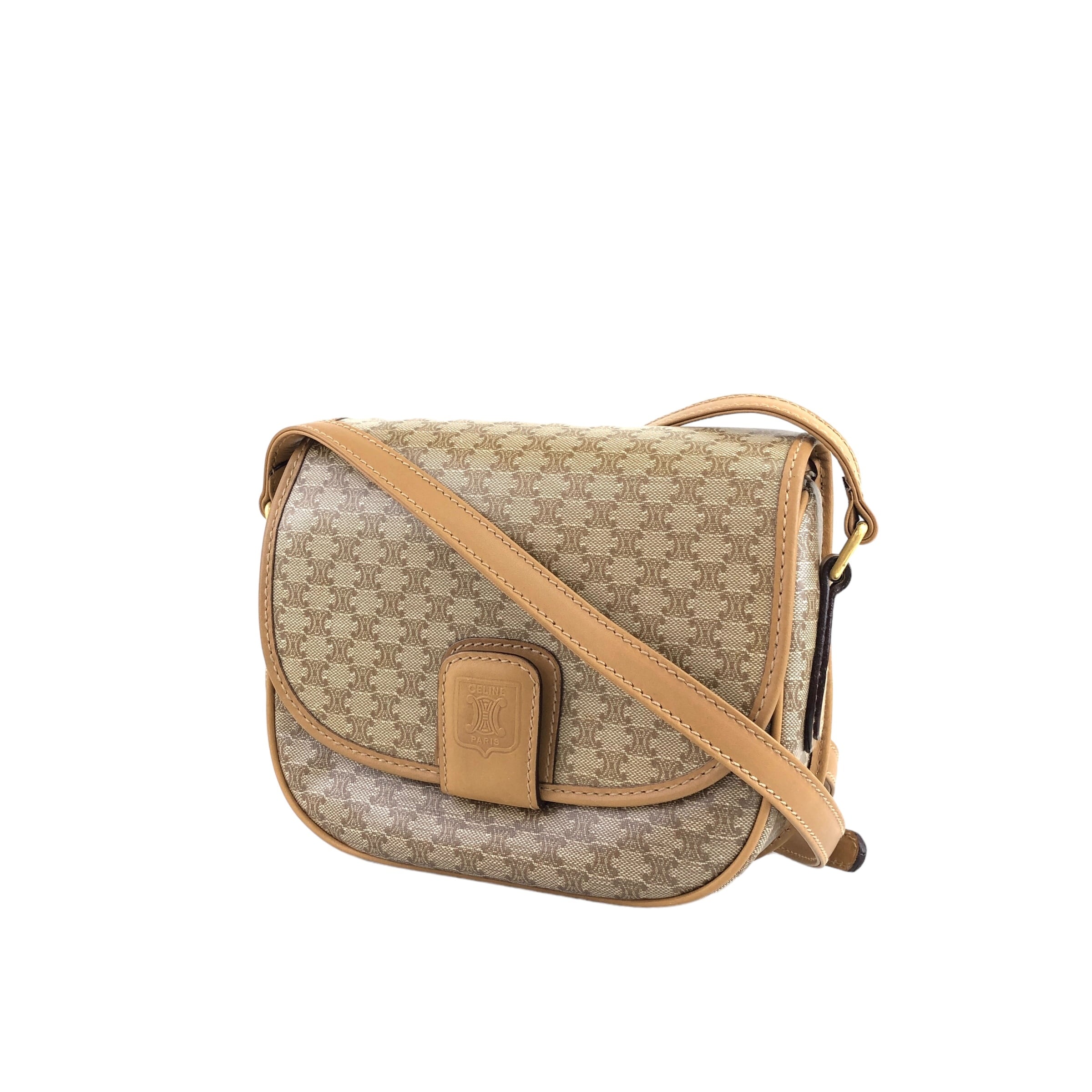 CELINE セリーヌ マカダム ショルダーバッグ ベージュ ブラゾン型押し