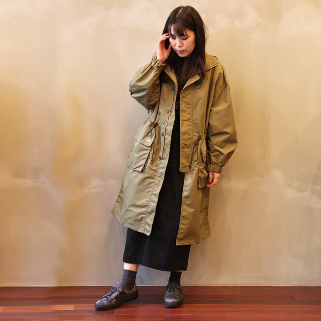 フード付きオリーブグリーンモッズコート （pageboy オリーブ
