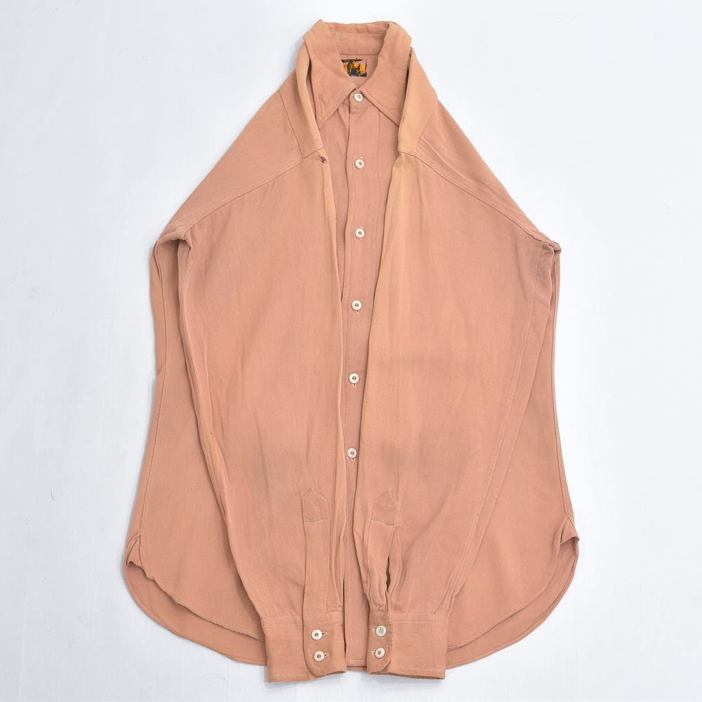 40～50s Vintage レーヨンシャツ マチ付き 長袖 ヴィンテージ