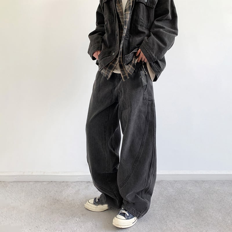 黒シャツスウェット革財布スカートデニムベルト靴にMIUMIUパンツ jiwuus鉄黒ウォッシュデニムパンツ【M0057】 | mblueshop