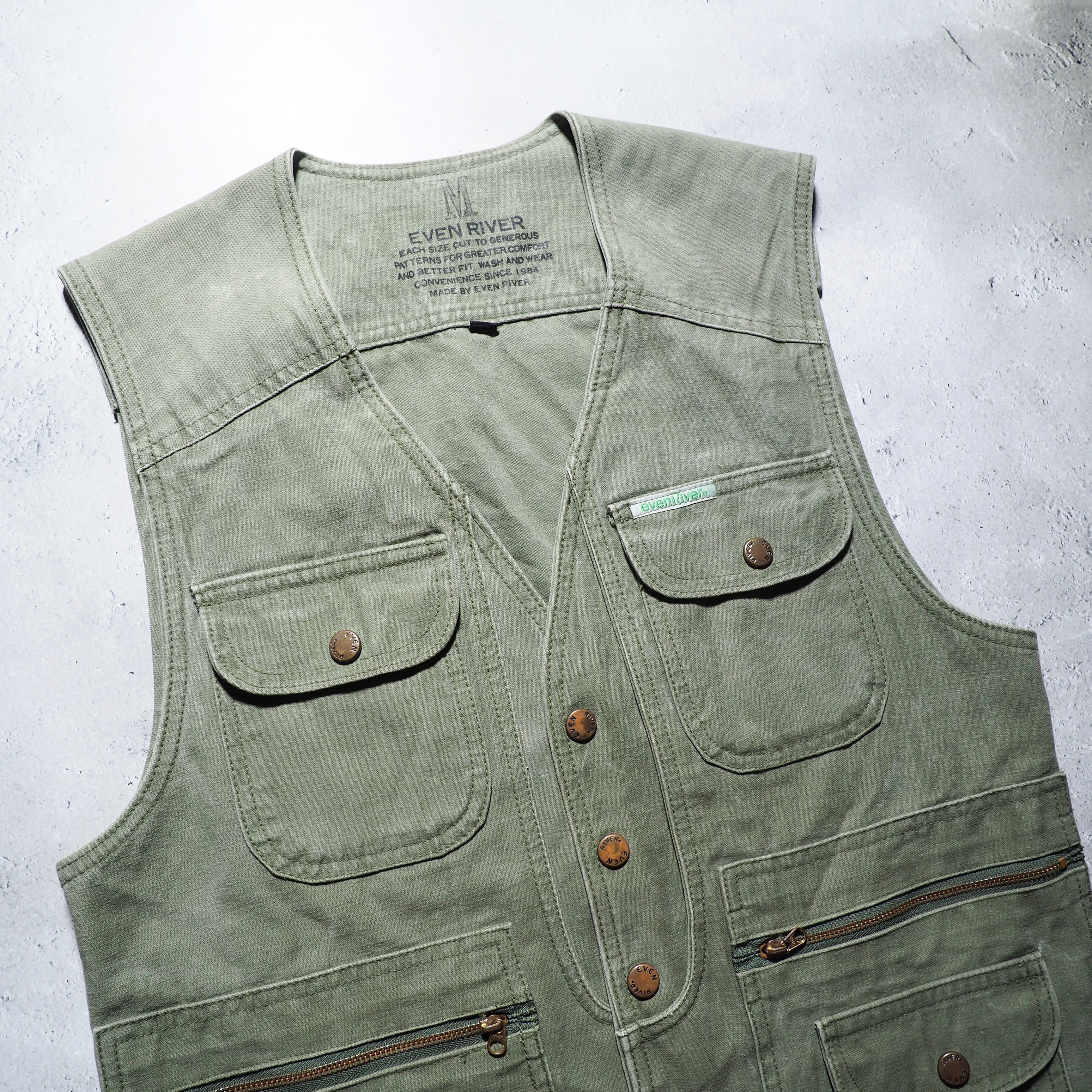 1990s Olive green color multi gimmick vintage vest