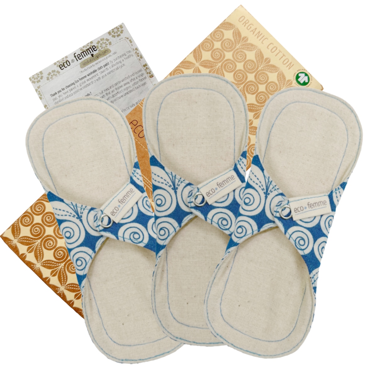 軽い日用 防水あり 布ナプキン 3枚セット 肌面無漂白 オーガニック