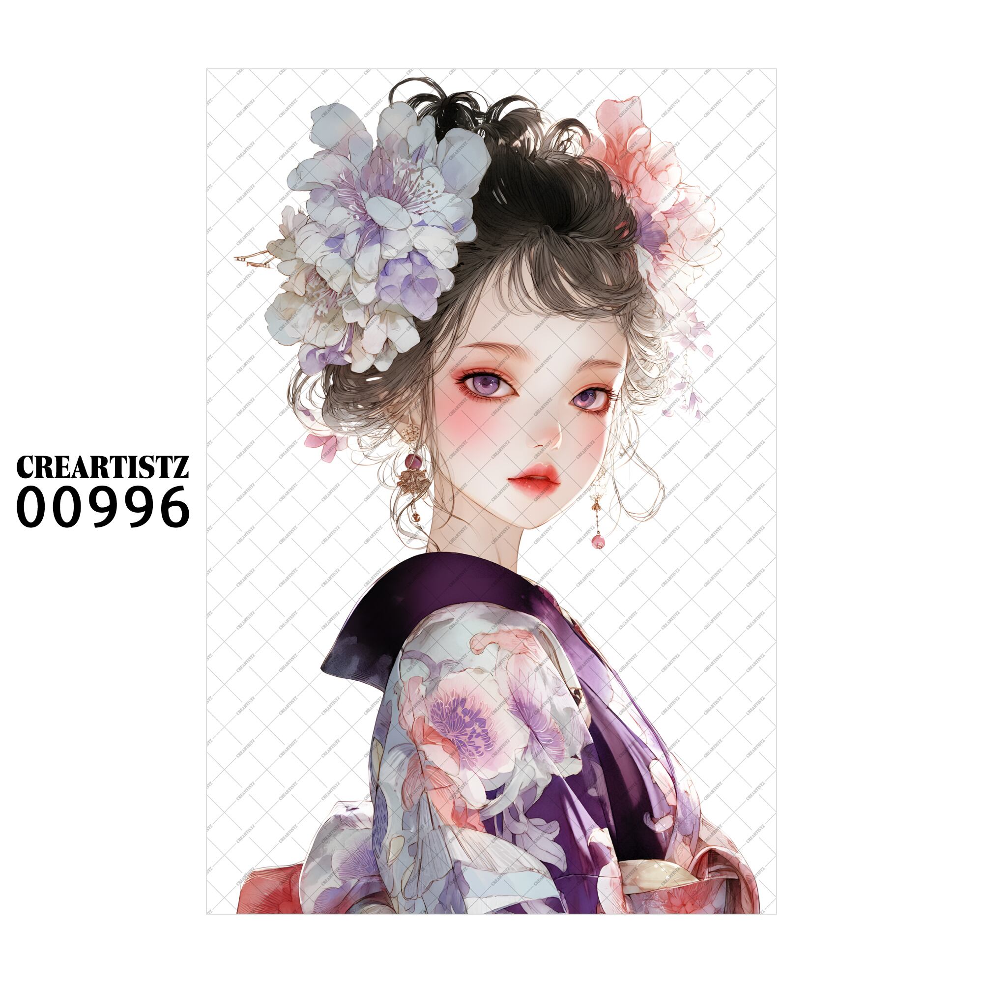 00996 ガール キュート オリジナル ペーパー/ステッカー 4枚セット CREARTISTZ