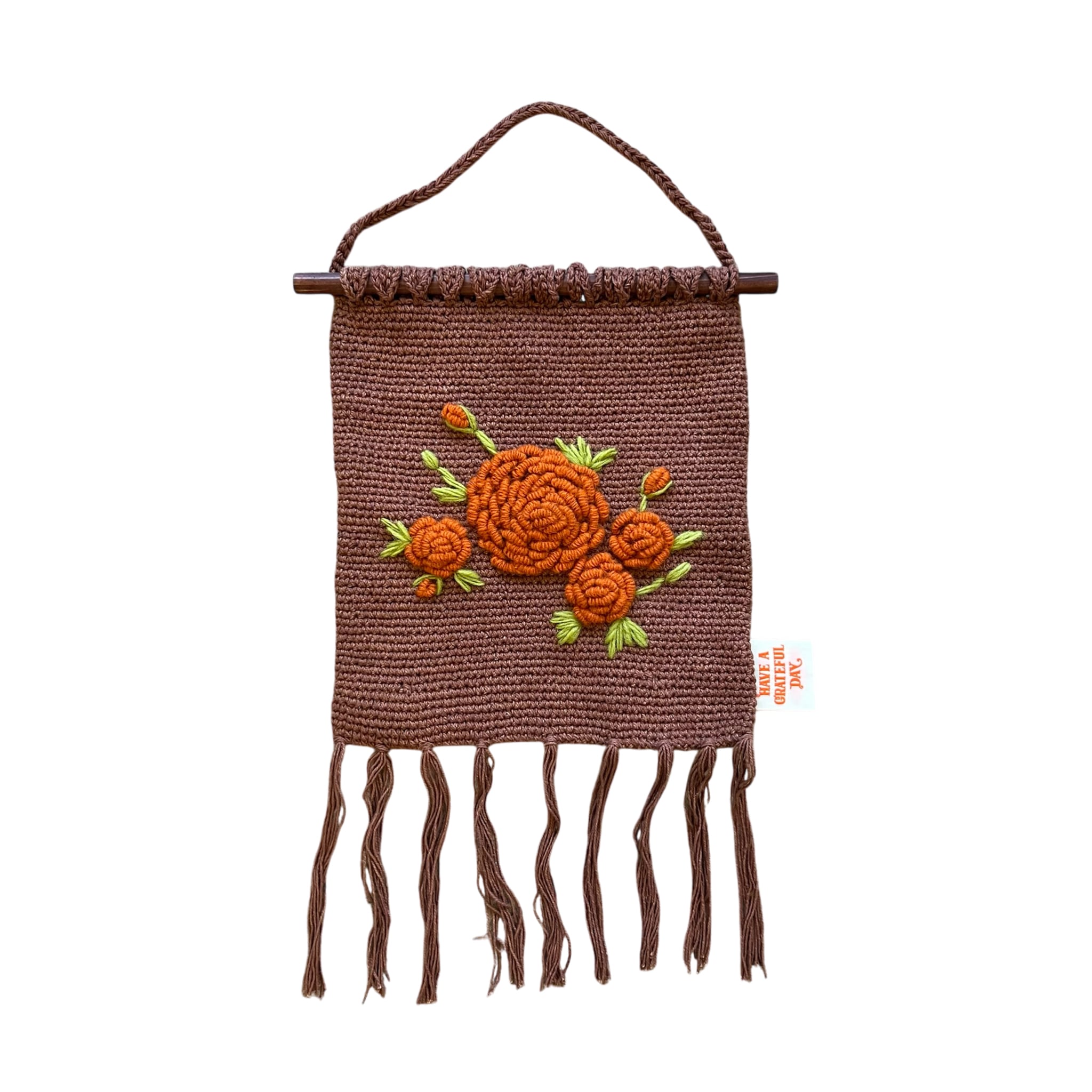 HAVE A GRATEFUL DAY★PEACE PATTERN WOOL新品 HAVE A GRATEFUL DAY #Peace Pattern Wool Knit Crew Brown