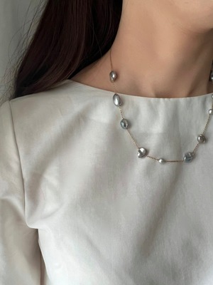 random necklace ( gray )/バロックパール　ケシパール 真珠