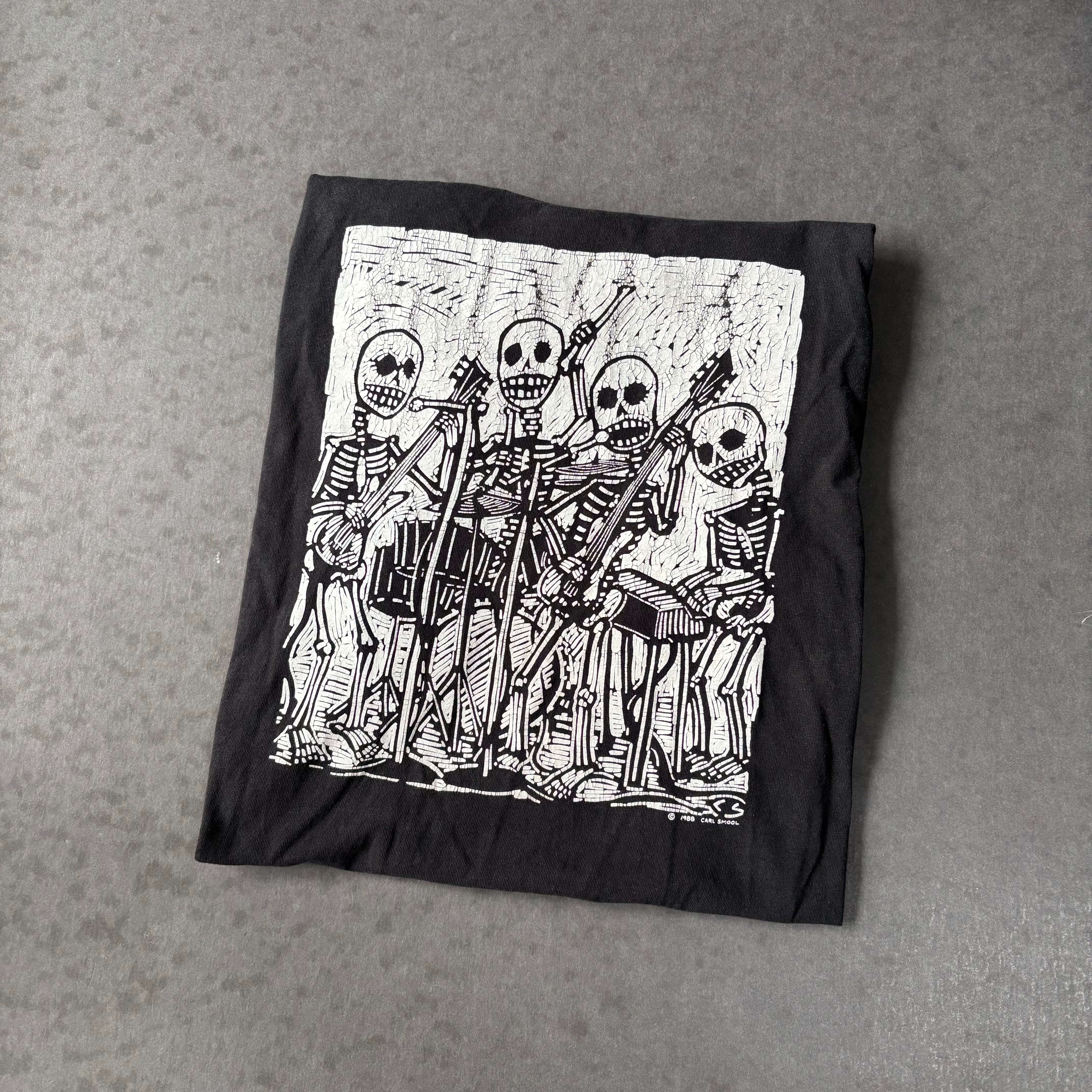 Vintage 1988 Carl Smool Skeleton Band T-shirt | ACROSS THE RIVER