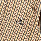 90s CHAPS RALPH LAUREN チャップス ラルフローレン ストライプ BD ボタンダウン 長袖 ネル風シャツ M/ベージュ系 メンズ ビンテージ