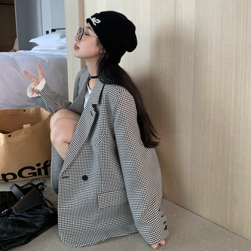 格子柄ジャケット スプリングオータムカジュアル ロング 春物 秋物 モンロー64603499797