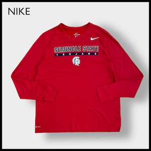 【NIKE】カレッジロゴ セミノール州立大学 ロンT ロングTシャツ 長袖Tシャツ SEMINOLE STATE ロゴ プリント X-LARGE ビッグサイズ DRI-FIT ナイキ スウッシュ レッド US古着