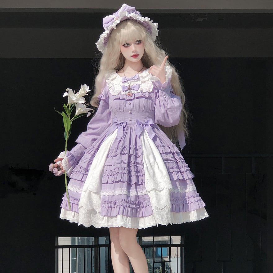 ゴスロリ好きに】ドールゴシック ロリータワンピース フリル重ね