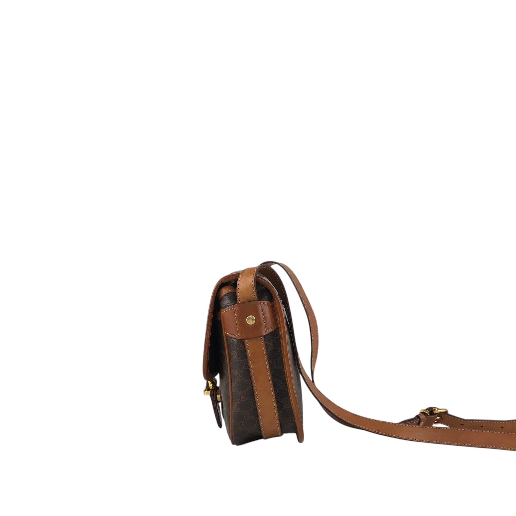 CELINE セリーヌ マカダム ショルダーバッグ ブラウン ブラゾン型押し