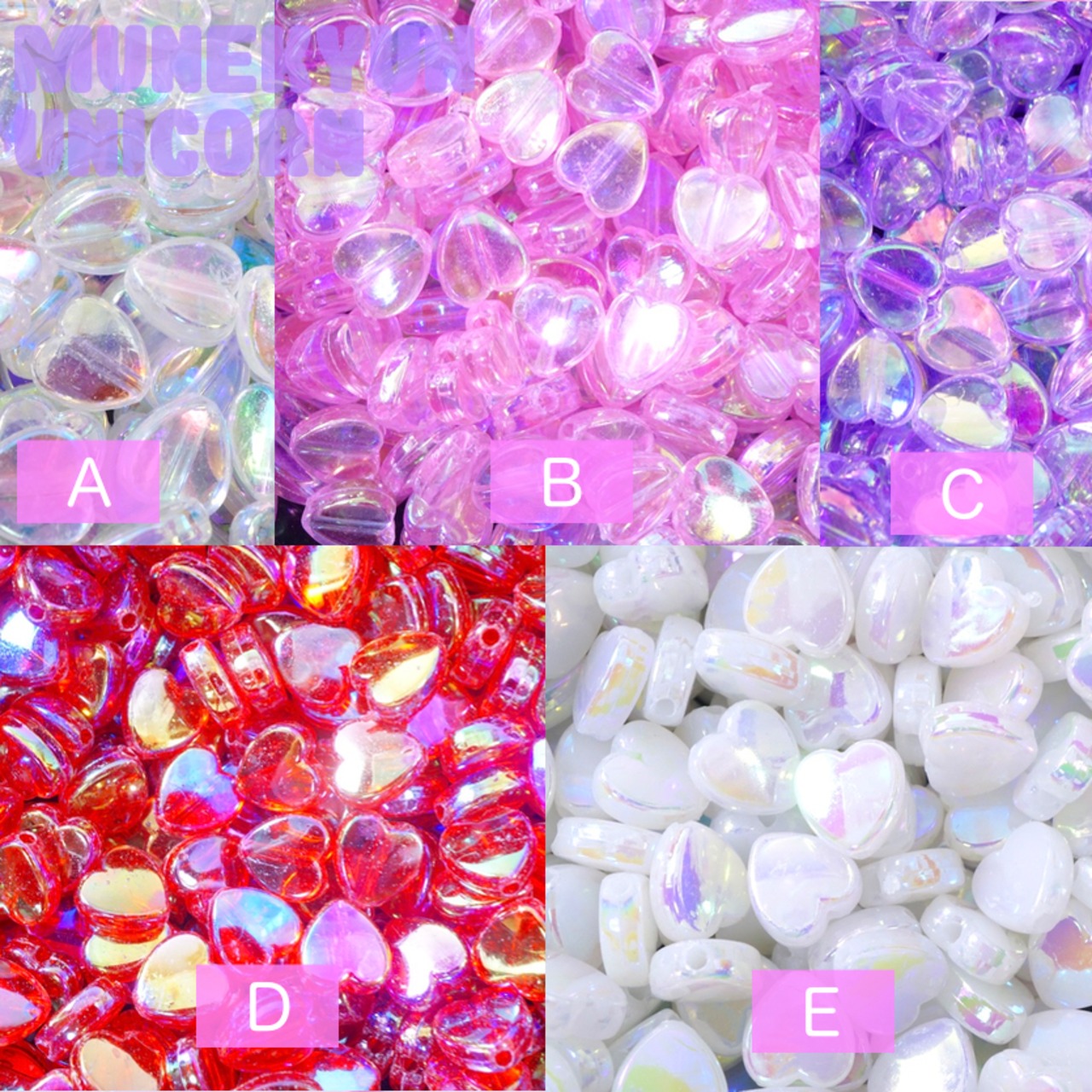 #283【20g】ABハート　ビーズ　５色展開　20g
