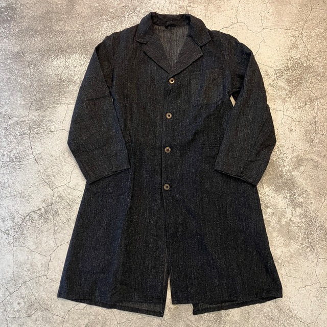 FRENCH VINTAGE BLACK CHAMBRAY ATELIER COAT