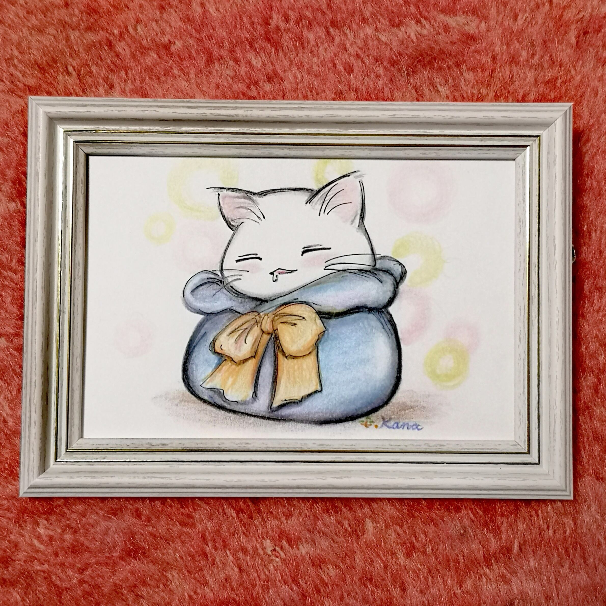 「寝っころがる猫」額縁入り（原画） 寝っころがる猫」額縁入り（原画） 【公式通販】