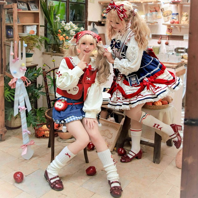 コスチューム衣装 ロリィタ セットアップ｜3点セット りんごモチーフ 刺繍