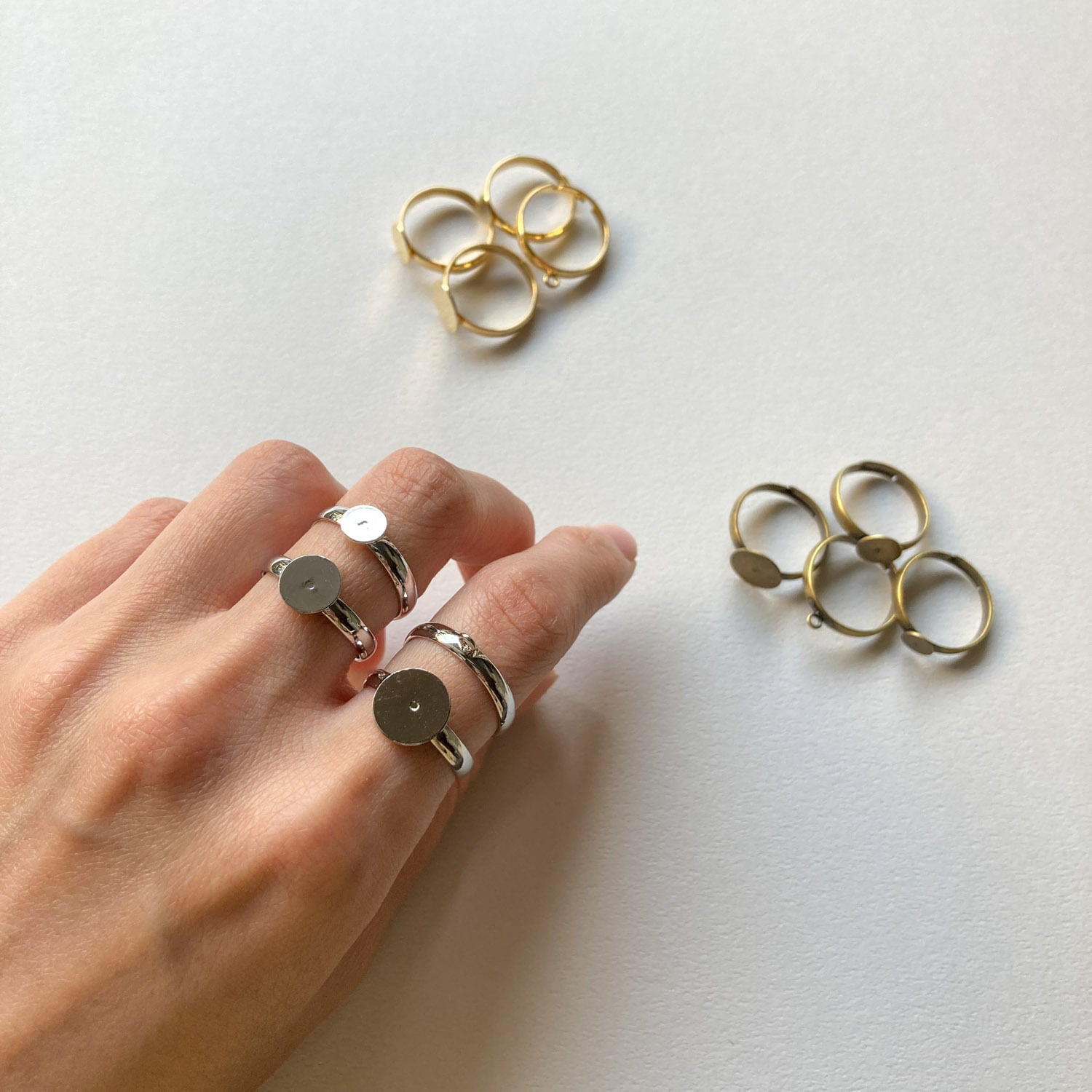 リング金具2pパック（16K/プラチナメッキ）丸皿/カン付き ※セール対象