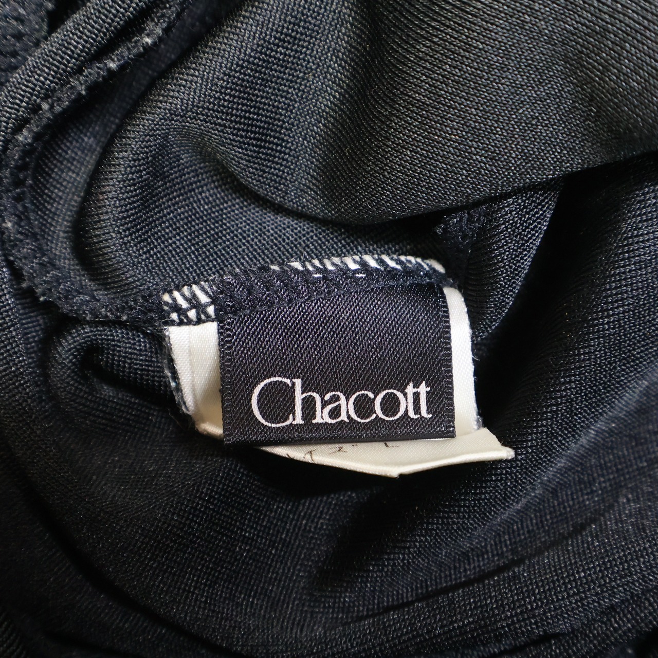 【美品 日本製 社交ダンス衣装】ブラック Chacott チャコット ワンピース ドレス 黒 無地 軽い 薄い ワンショルダー 発表会