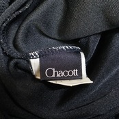 【美品 日本製 社交ダンス衣装】ブラック Chacott チャコット ワンピース ドレス 黒 無地 軽い 薄い ワンショルダー 発表会