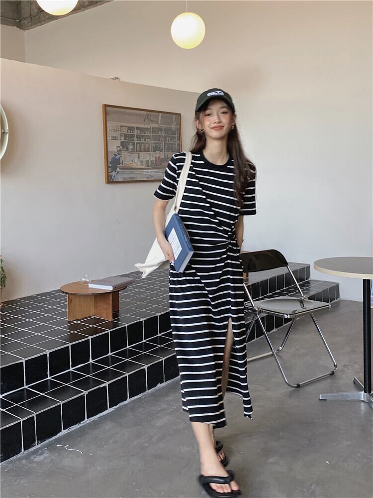 サマードレス ルーズ薄手ストライプ 夏物 モンロー77087659952