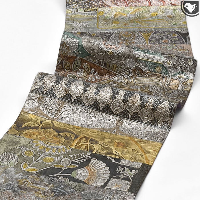 袋帯]本金唐革 名門 織匠川島 謹製 本革 正絹 日本製(商品番号:21784