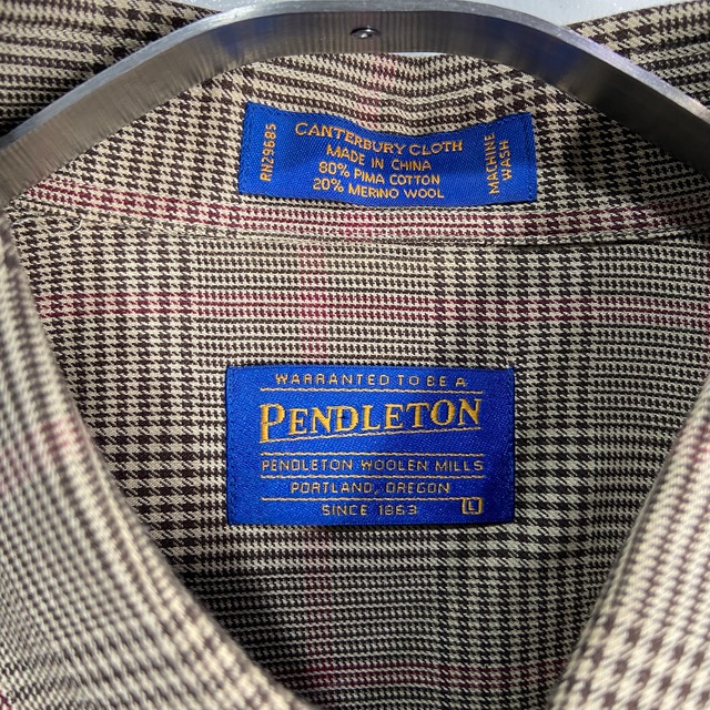 『送料無料』Pendleton ペンドルトン チェック柄長袖シャツ L グレンチェック