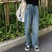 デニム パンツ デニムパンツ レディース ワイドパンツ ワイド ジーンズ ジーパン ボトム 体型カバー ボトムス ストレート ゆったり ゴム ハイライズ 春 デニムパンツ 無地 ロング丈 ジーンズ 体