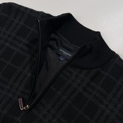 BURBERRY GOLF バーバリー ゴルフ チェック柄 ハーフジップ ウールニットセーター サイズ LL /メンズ/ブラック/三陽商会/裏地付き