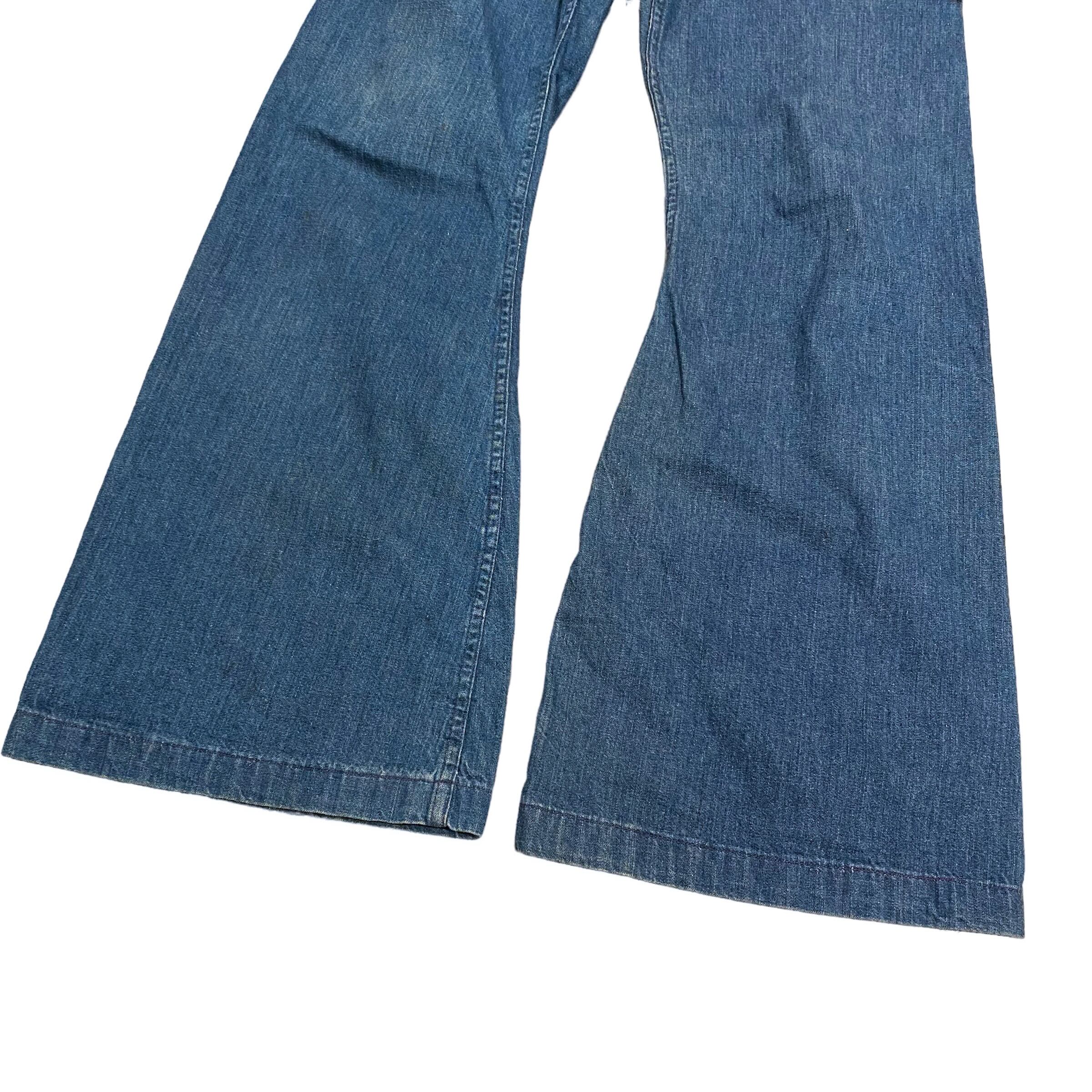 60's US NAVY seafarer Denim Sailor Pants W32 / USN 海軍 デニム 巻き ジーンズ ダンガリー フレア  ブーツカット セーラーパンツ アメリカ製 ヴィンテージ 古着