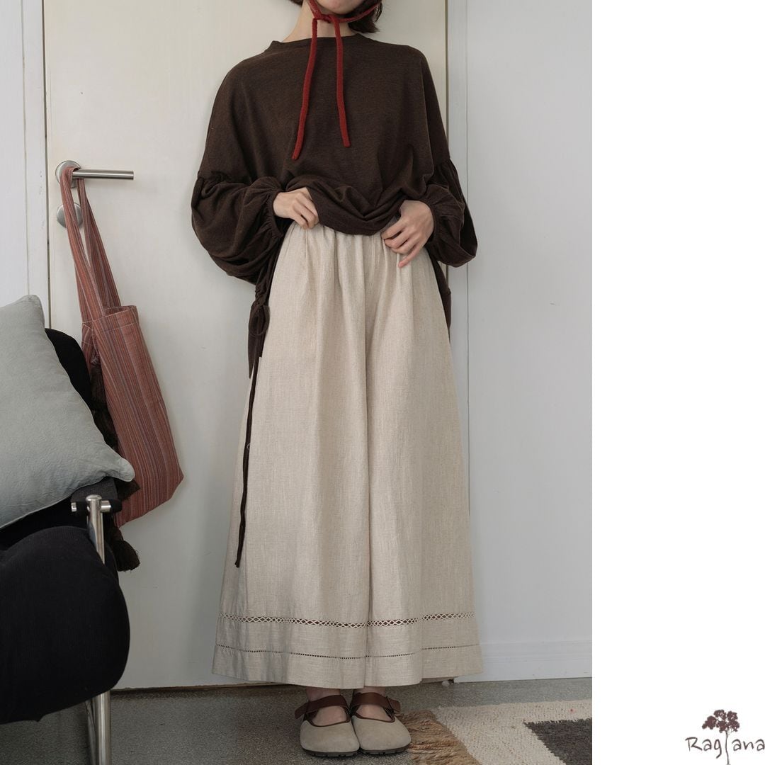 刺繍入り黒ワイドパンツ 刺繍ライン入り ワイドパンツ レディース ロング 送料無料