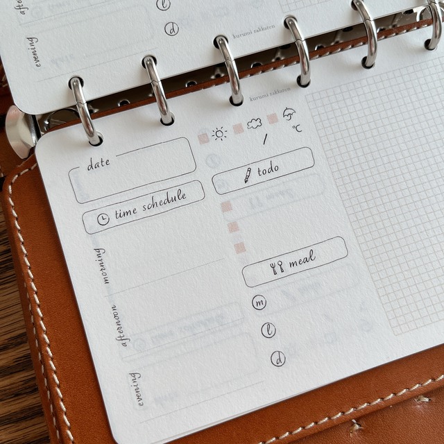 【お得な100枚セット】ミニ6穴サイズ/横型デイリーシステム手帳リフィル