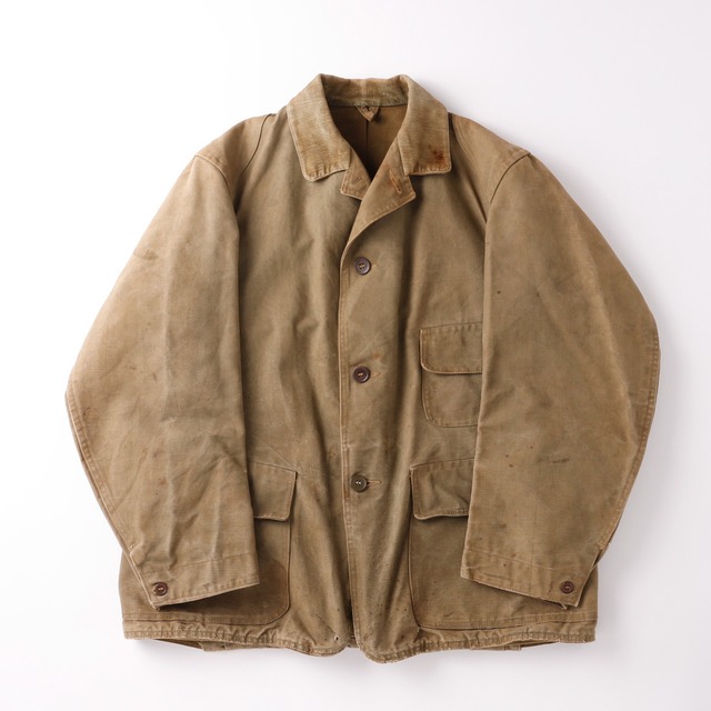 【希少】40S special vintage hunting jacket coat  "WeatherBak" original Cotton Duck made in USA big size  ／ 40年代 ヴィンテージ ハンター ジャケット コットンダック生地  実寸L USA製 ミントコンディション カーキ