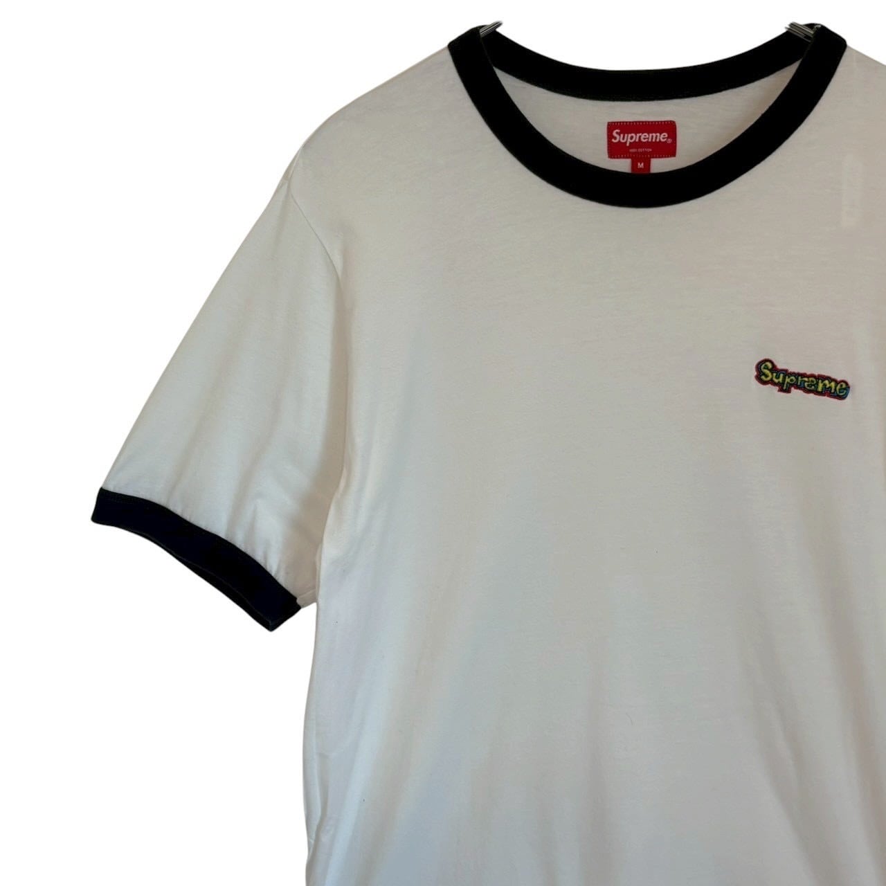 supreme シュプリーム Tシャツ M 刺繍ロゴ ワンポイントロゴ リンガー