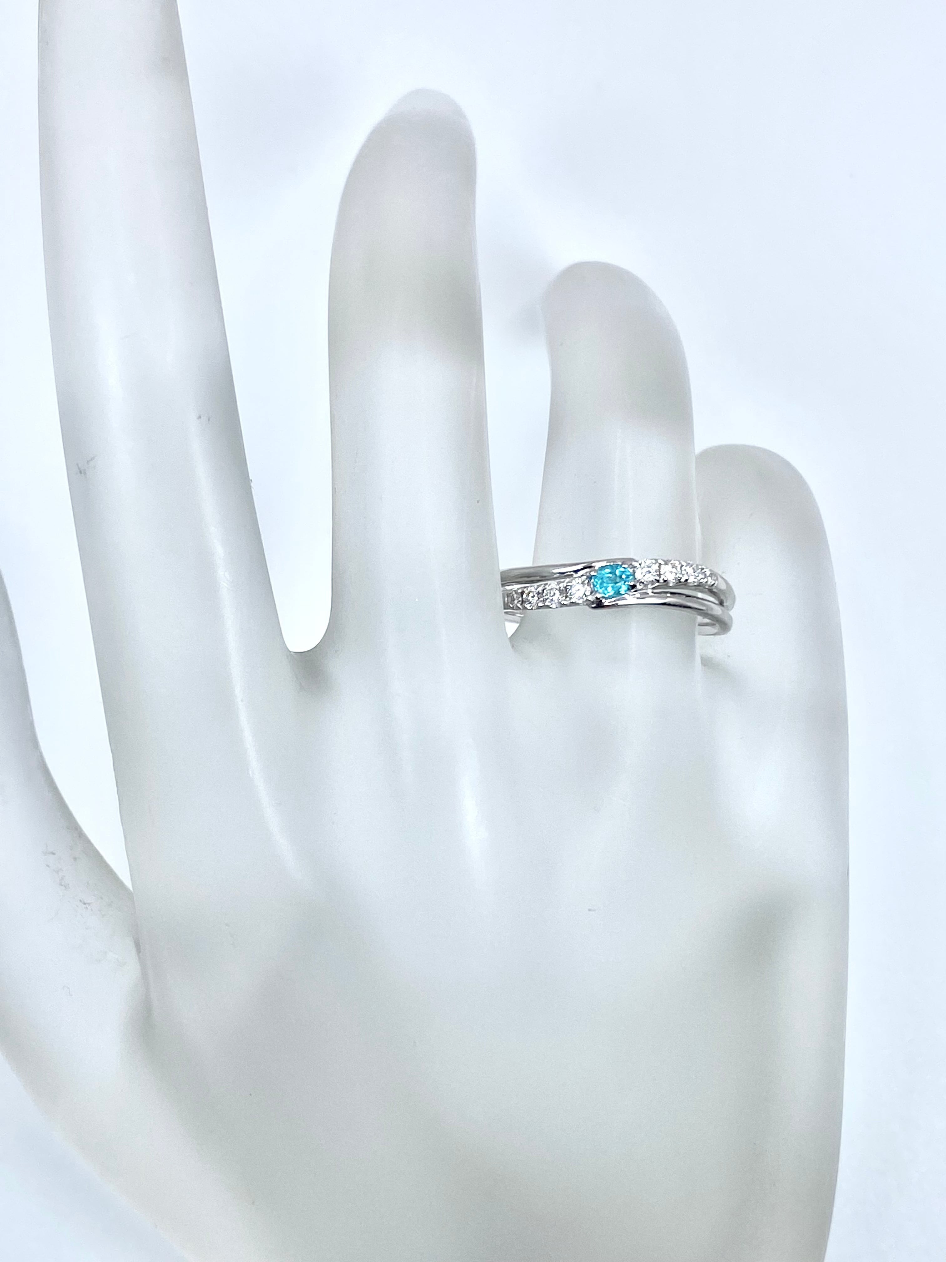 パライバトルマリン 0.08ct / ダイヤモンド 計0.14ct Pt900 リング 12